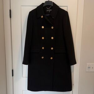 J. Crew Elegant Black Pea Coat with Gold Buttons